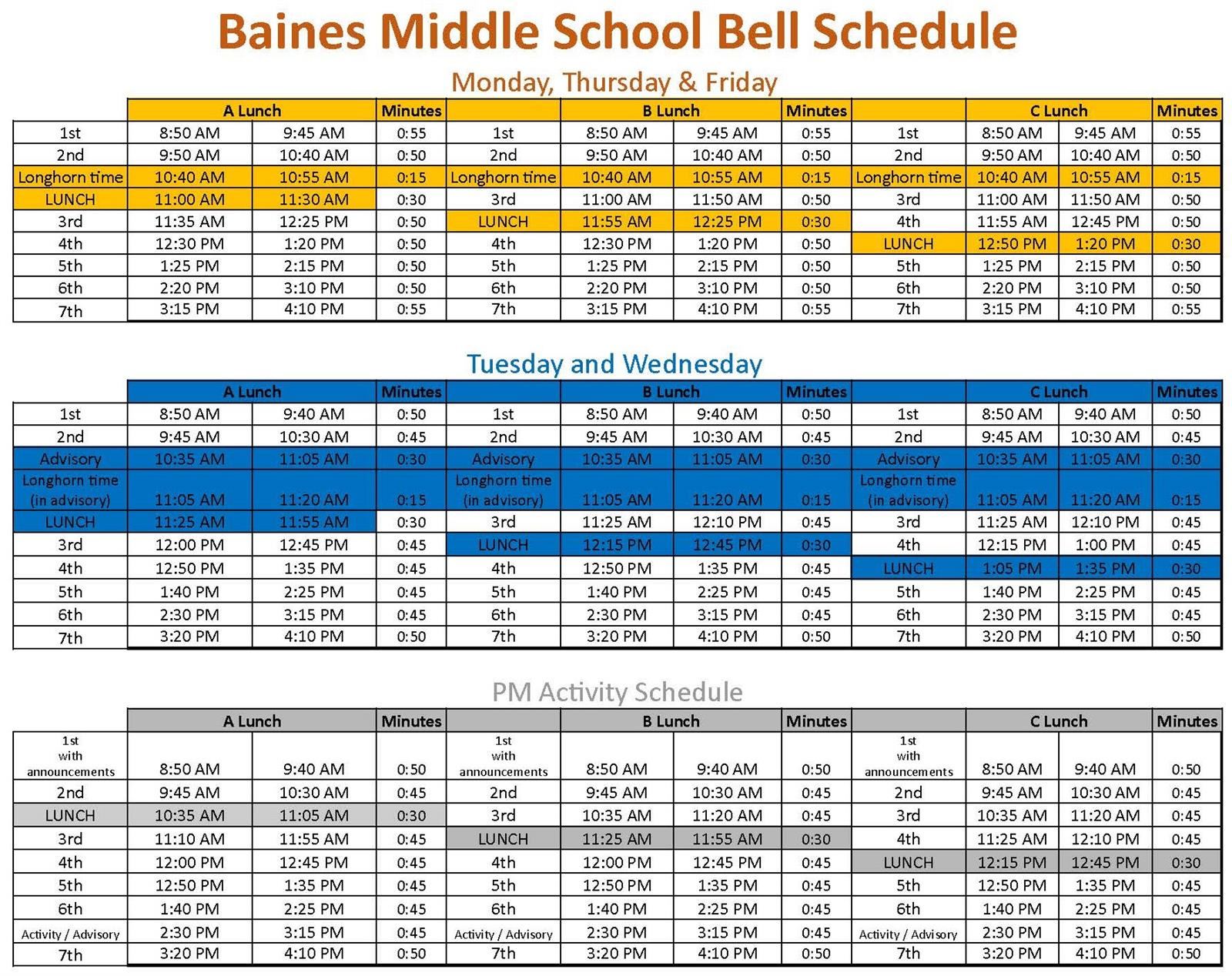  Baines MS Bell Schedule